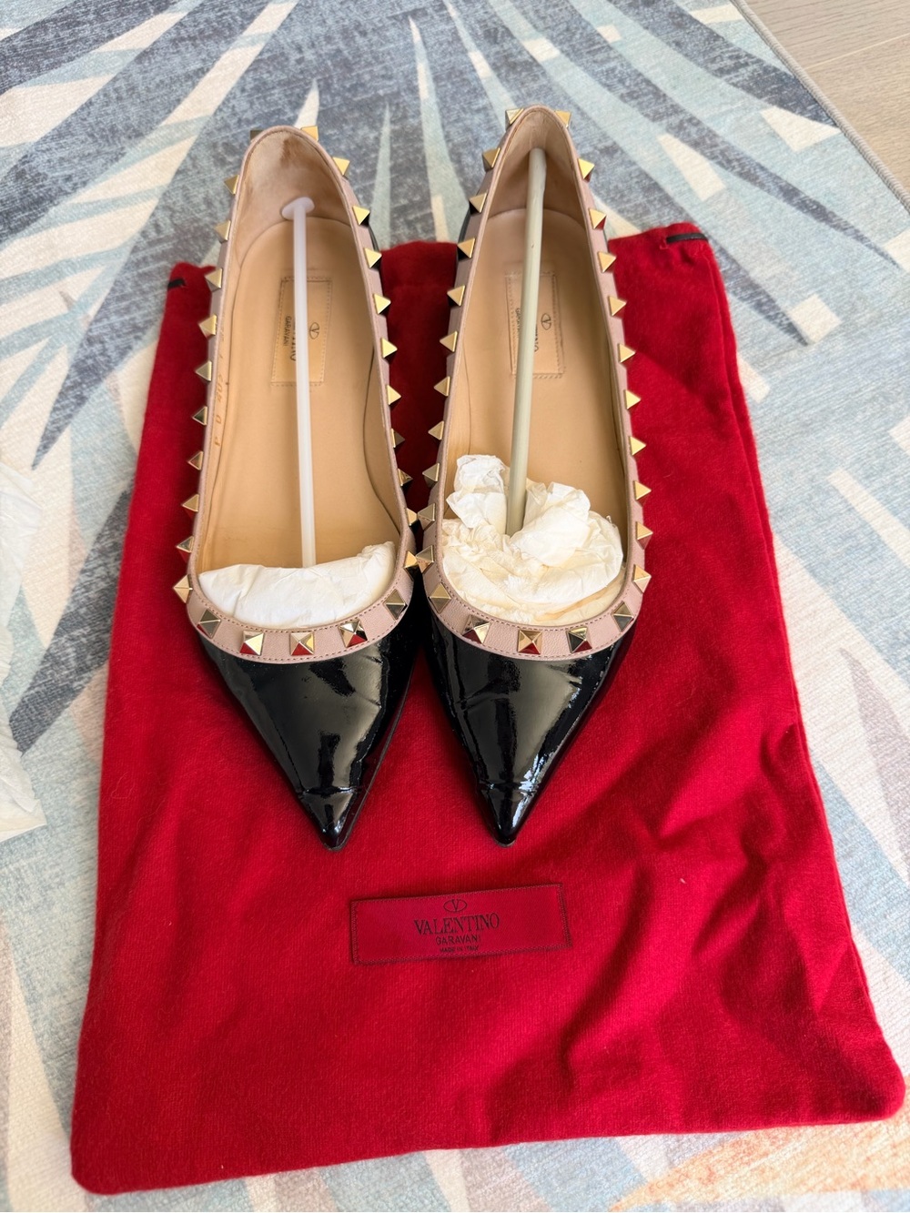 Valentino Rockstud Black Patent Flats